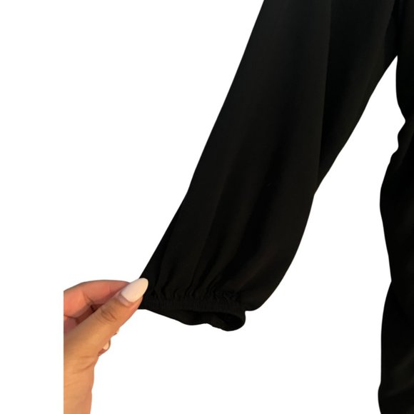 Wild Fable Puff Long Sleeve Double Ruched Dress, Black - Picture 6 of 9